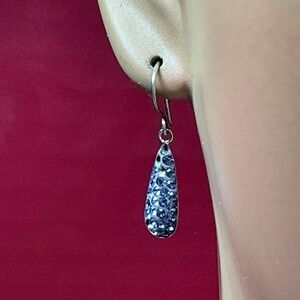 ATI Sterling Silver purple dangle crystal earrings. 1 1/8 inches long